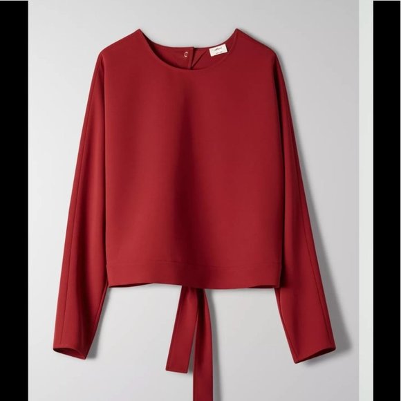 Aritzia Tops - Aritzia Wilfred Laon Blouse open back tie back burgundy sz sm event career